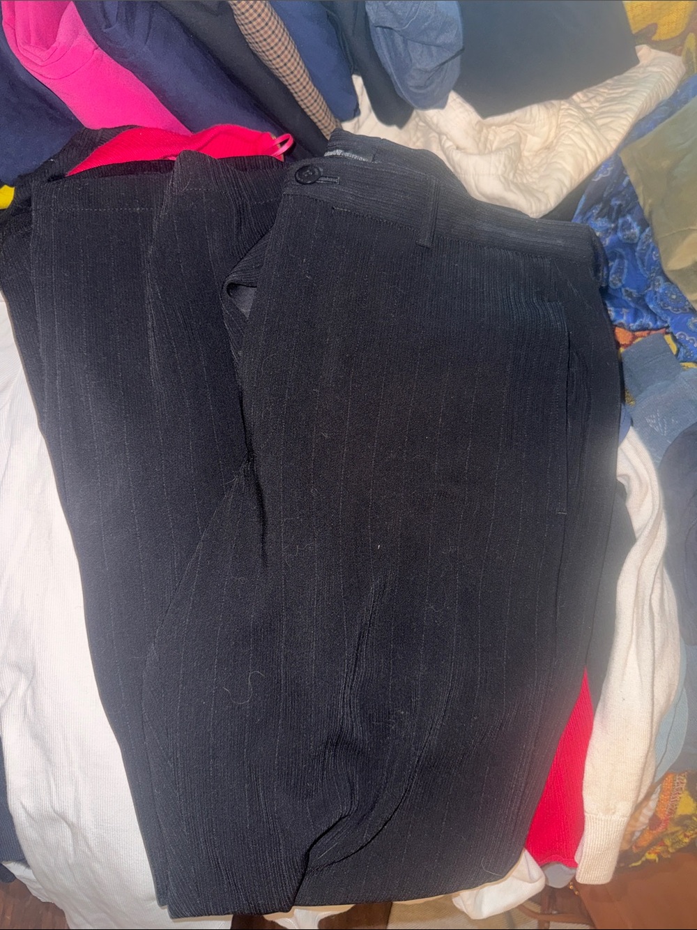 Armani Collezioni Black Pinstripe Straight-Leg Jeans